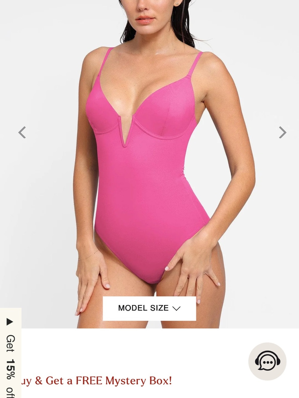 Popilush Women's V-Plunge One-Piece Swimsuit in Pink